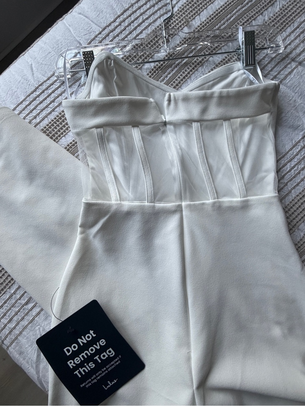 Lulu's Fashionista Nights Bustier Strapless White Wide-Leg Jumpsuit - Picture 6 of 10